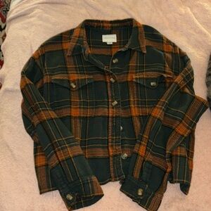 american eagle cropped flannel